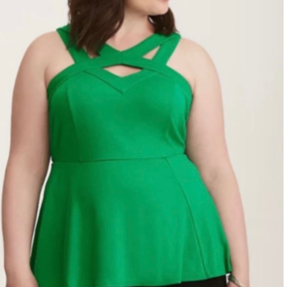 Torrid green peplum top size 4 (26)
